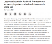 17 novembre : Le groupe industriel Ponticelli frères recrute soudeurs tuyauteurs et mécaniciens dans le grand est