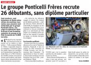 24 novembre : le groupe Ponticelli frères recrute 26 débutants sans diplôme particulier