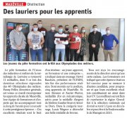 09 Octobre : Des lauriers pour les apprentis