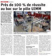 15 Juillet : près de 100% de réussite au bac sur le pôle UIMM