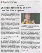 24 Juillet : Une belle réussite au bac pro pour les sites Vosgiens...