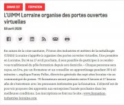 08 Avril : L'UIMM Lorraine organise des Portes Ouvertes Virtuelles
