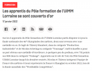 18 Janvier 2022 : les apprentis du pole formation de l'UIMM lorraine se sont couverts d'or