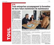 04 avril : Trois entreprises accompagnent la formation de leurs futurs techniciens de maintenance