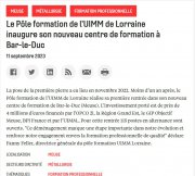 11 septembre : Le Pôle formation de l'UIMM de Lorraine inaugure son nouveau centre de formation à Bar-le-Duc