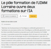 19 mars : le pôle formation UIMM lorraine ouvre deux formations sur l'IA