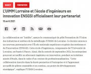 16 Avril : L'UIMM Lorraine et l'école d'ingénieurs en innovation ENSGSI officialisent leur partenariat